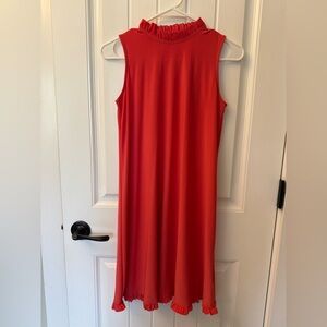Elegant Ruffled Red Midi Dress